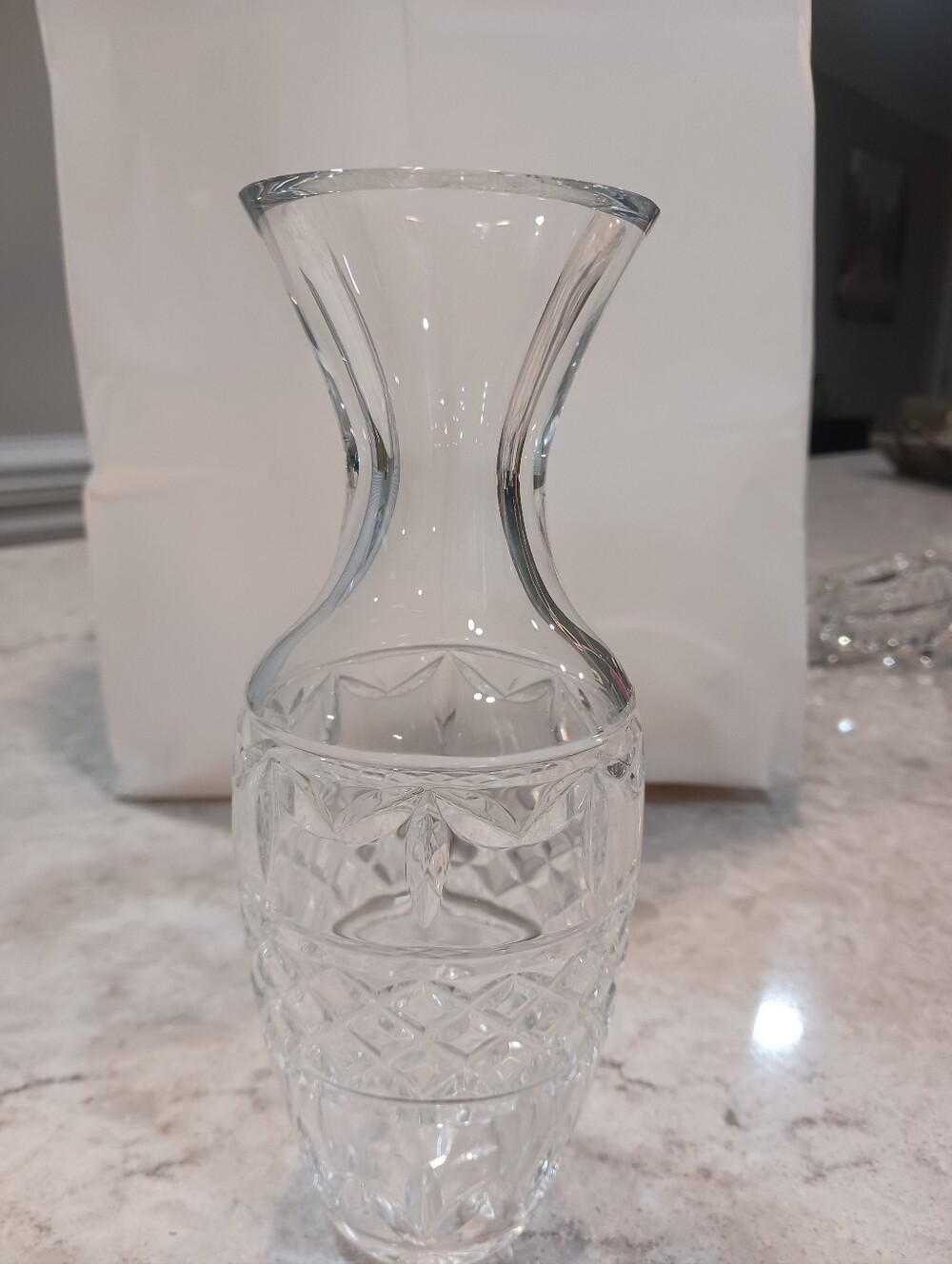 Clear Crystal Cut Glass Vase - Elegant Home Accent